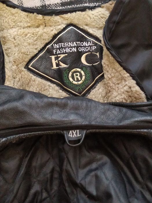 Куртка теплая,кожаная, со съемной подстежкой из овчины, 4XL,рост 190