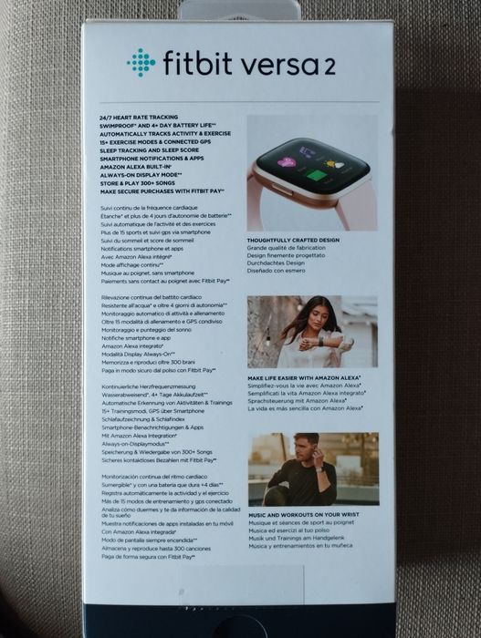 Pack relógio Fitbit versa 2 rosé gold