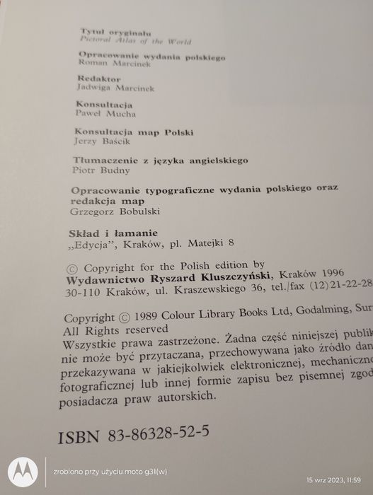 Ilustrowany atlas świata. 1989rw.