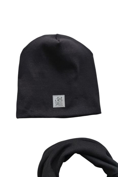 Komplet chłopięcy czapka komin wiosenny jesienny czarny nowy obwód 50