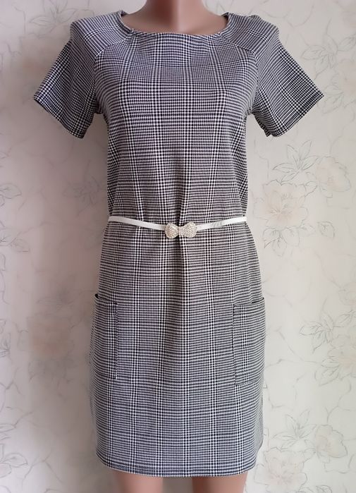 Плаття, сукня міні у принт "гусяча лапка"