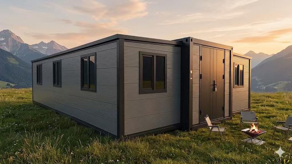 Kontener mieszkalny biurowy 54m2 (6x9m) ocieplony modułowy tani z klimatyzacją
