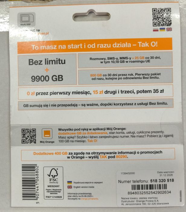 Złoty numer telefonu 5.1.8 3.2.0.5.1.8 Orange łatwy numer VIP