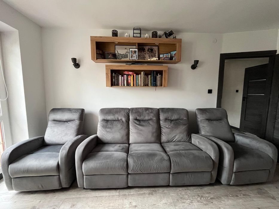 Komplet wypoczynkowy z funkcją relaks - sofa + 2 fotele