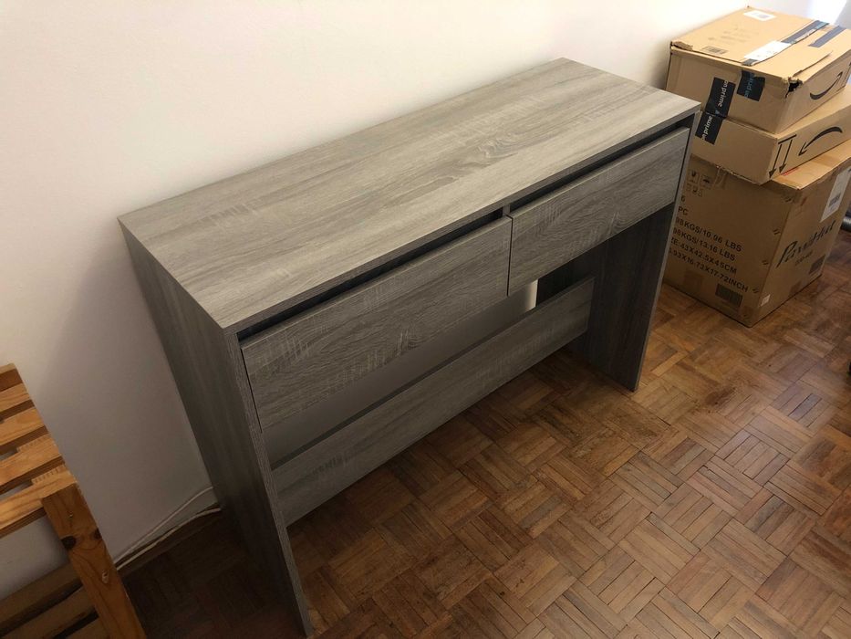 Mesa consola de entrada em madeira carvalho cinzenta