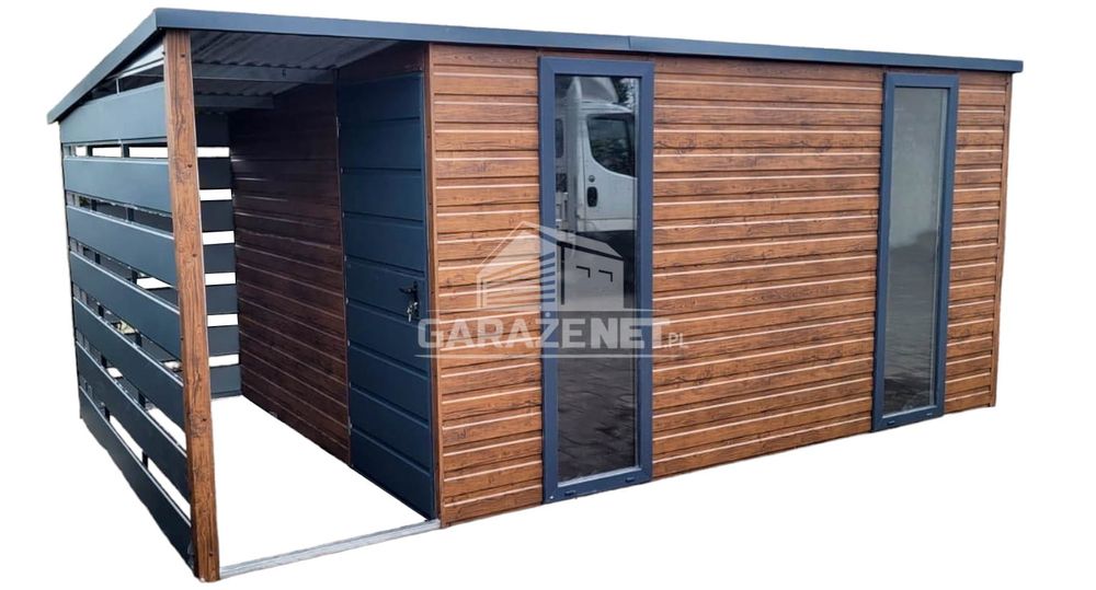 SCHOWEK DOMEK OGRODOWY 4,5X2,5 m + Wiata 1,5X2,5 Drzwi 2X Okno GB414