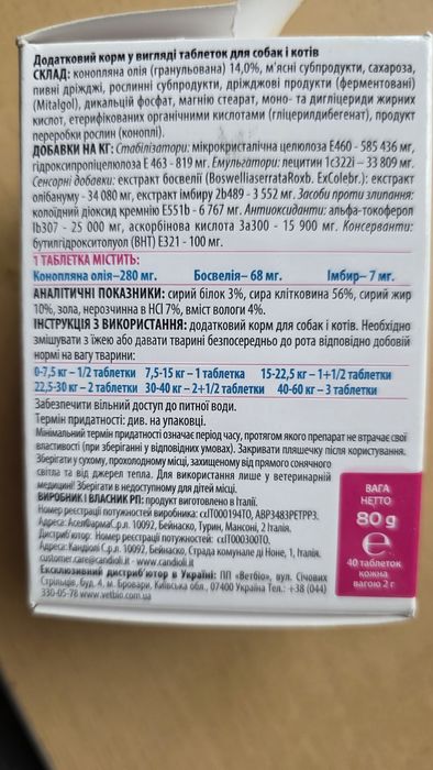 Пищевая добавка для собак и кошек