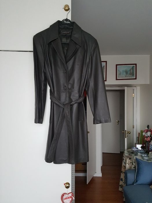 Casaco castanho pele genuina novo