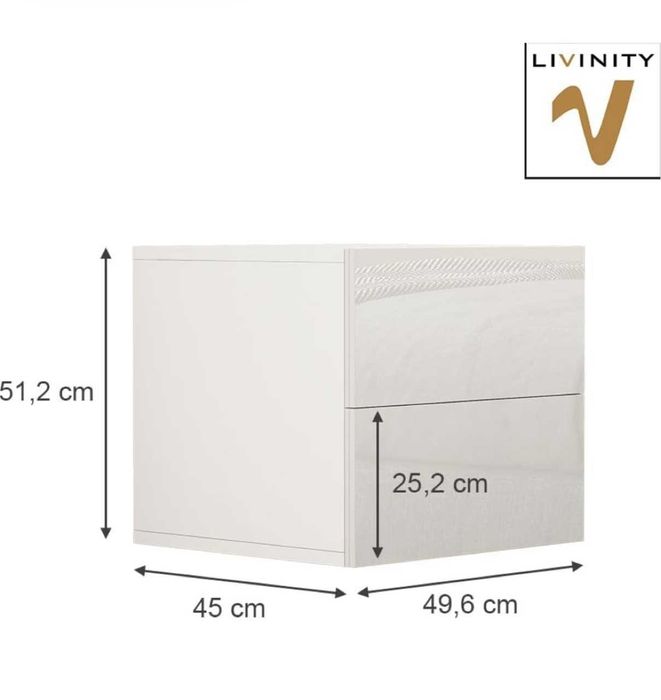 Livinity Sofie Szafka nocna stolik 49,6 x 45 cm (biały wysoki połysk)