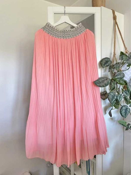 Różowa morelowa spódnica maxi taniec brzucha belly dance skirt