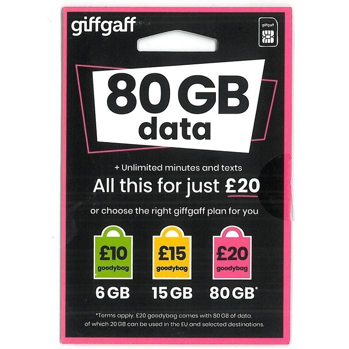 Angielska Karta SIM giffgaff UK BEZ REJESTRACJI