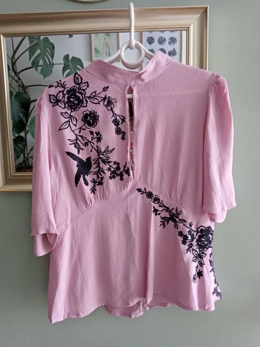 Elegancka bluzka ASOS 40 L baskinka odkryte plecy wieczorowa haft