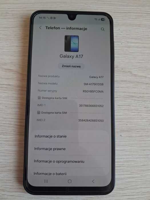 Telefon Samsung A17 4/128 gb Android 16 Amoled 6.7 SM-A175F Dual Sim