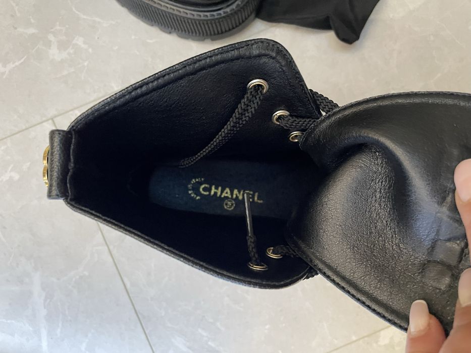 Chanel botki czarne trapery workery 38