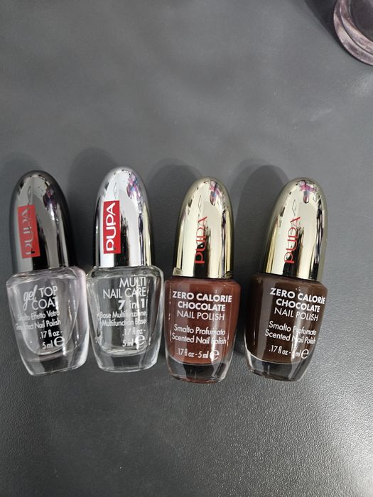 PUPA/lakiery czekoladowe+baza i żelowy top