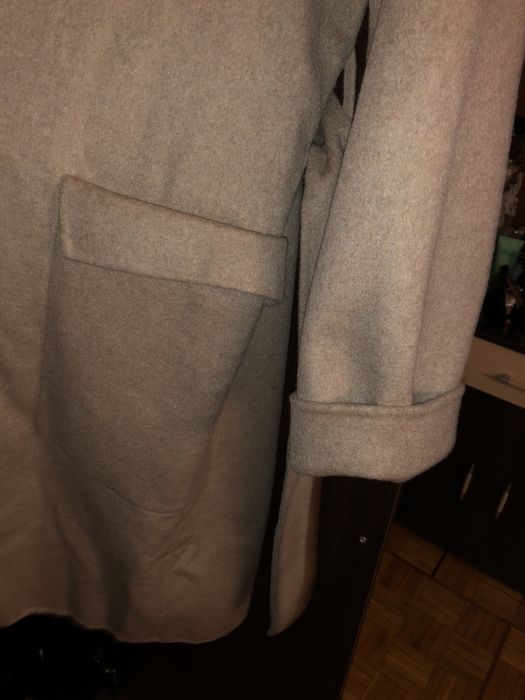 Zara płaszcz wełniany wełna klasyka minimalizm elegancki wiązany Xs