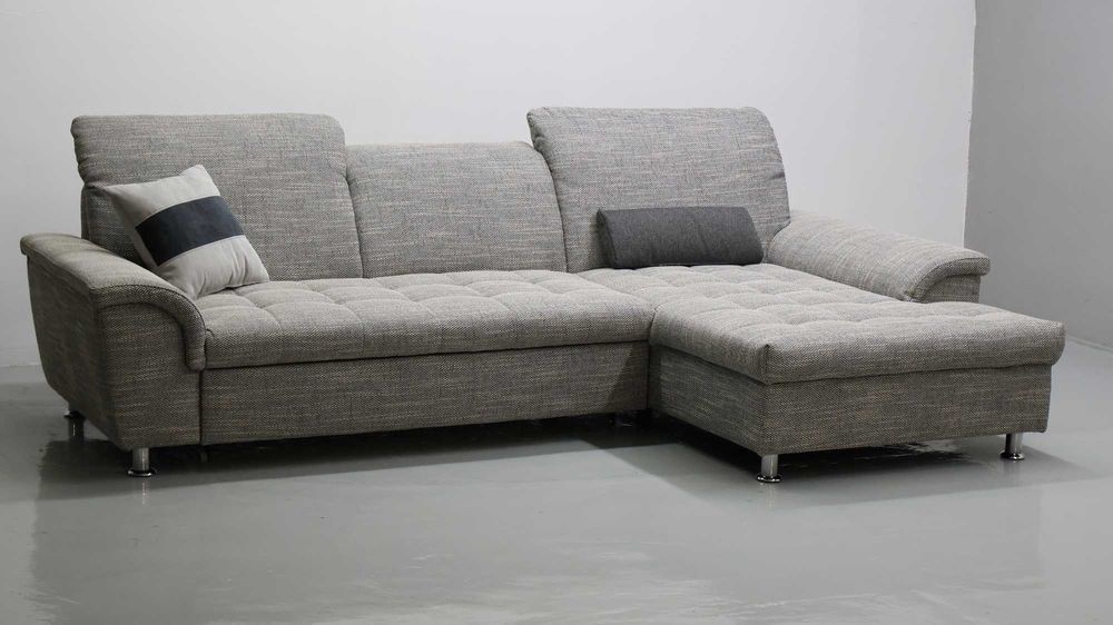 TPT Narożnik funkcja spania Szara tkanina kanapa rogówka sofa zagłówki