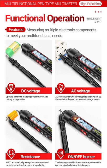 Тестер ANENG A3006 автомат DC/AC, сопротивление, прозвонка, диоды, NCV