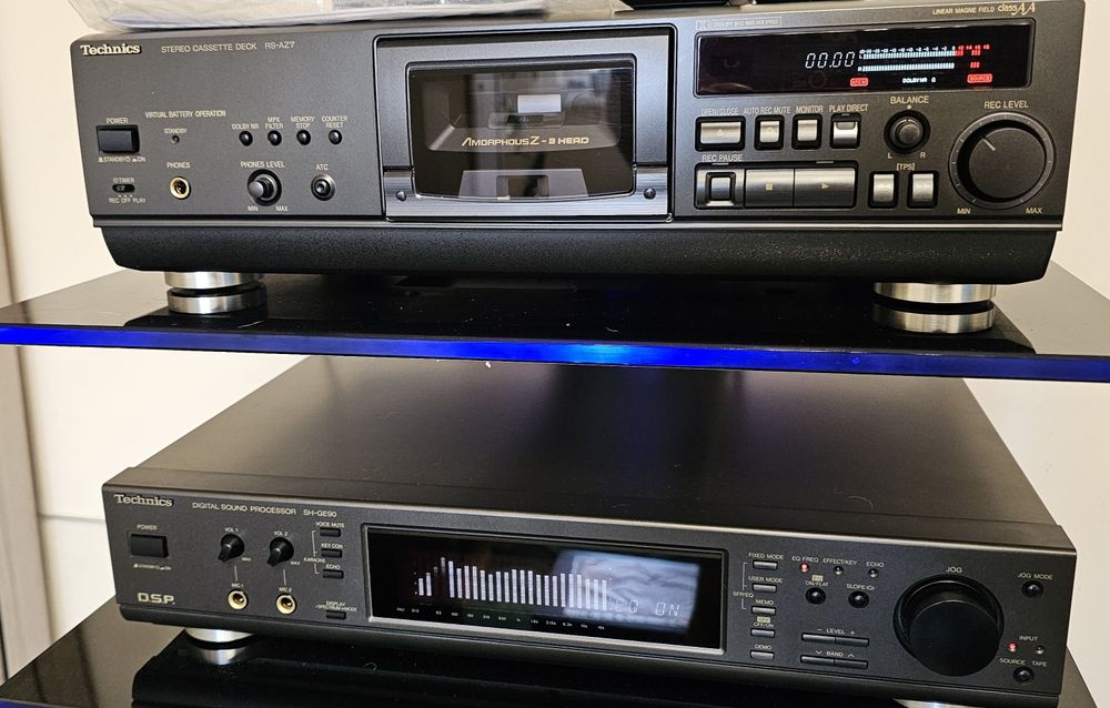 Technics-wzm.dwudzielony, zestaw audio, deck RS-A7, wieża 6-el.,4 piloty-bdb.stan