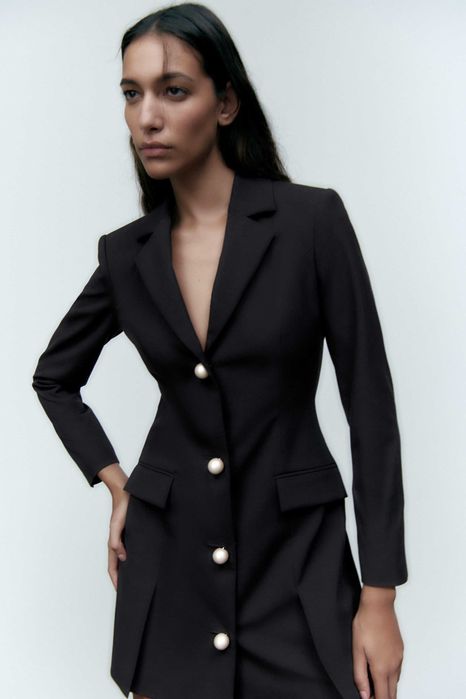 ZARA Luksusowa SUKIENKA o kroju marynarki z guzikami XS