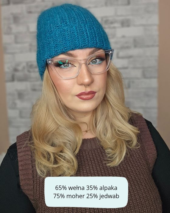 Czapka zimowa wełna/alpaka/moher/jedwab
