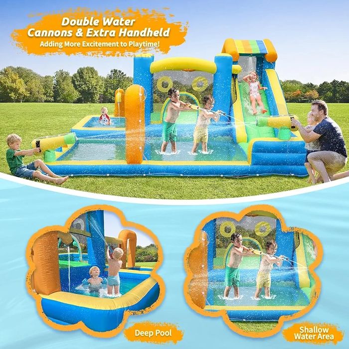 Dmuchana zjeżdżalnia wodna. Zamek dmuchany.