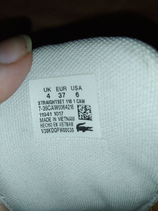 Кроссовки женские лакоста белые 37 кожанные lacoste