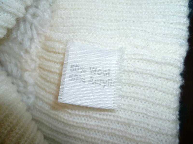 Женская двухслойная шапка теплая молочная глубокая 50% шерсть 57-58-59