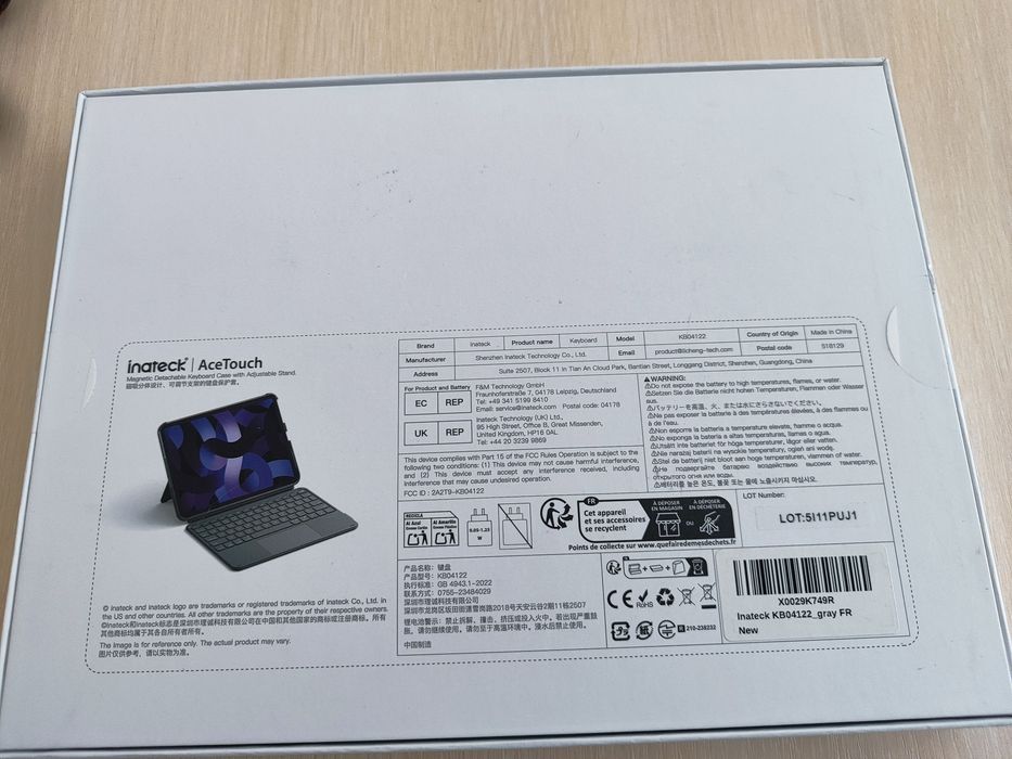 Чохол клавіатура Inateck KB04122_gray FR