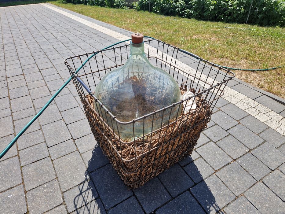 Balon Baniak Gąsior do Wina Grube Szkło Mocny Kosz