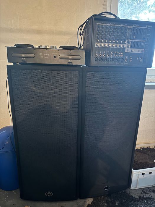Zestaw Nagłośnienie PRO, Yamaha EMX, Wharfedale 2x15, Mikrofony