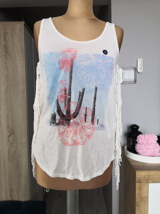 Hollister nowa bluzka bez rękawów frędzle frędzelki.