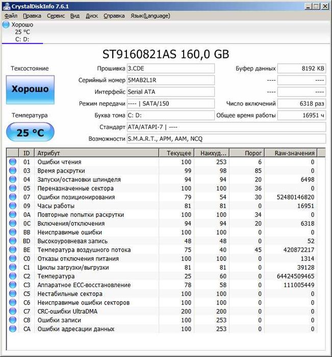 Жесткий диск 2.5" (HDD SATA) Seagate ST9160821AS 160Гб