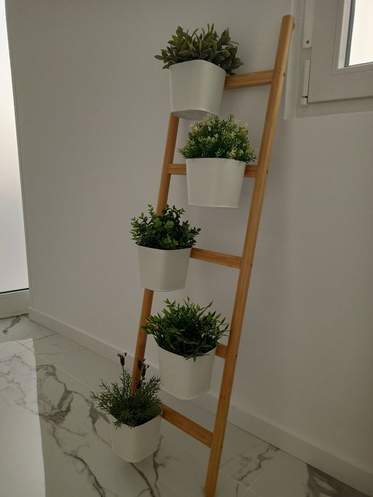 Floreira bambu como nova com 5 vasos