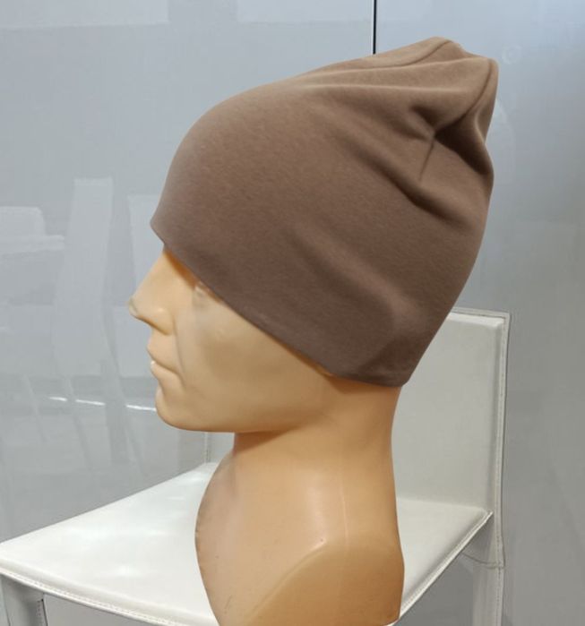 Podwójna czapka bawełniana Ciemny beż damska / męska (unisex)