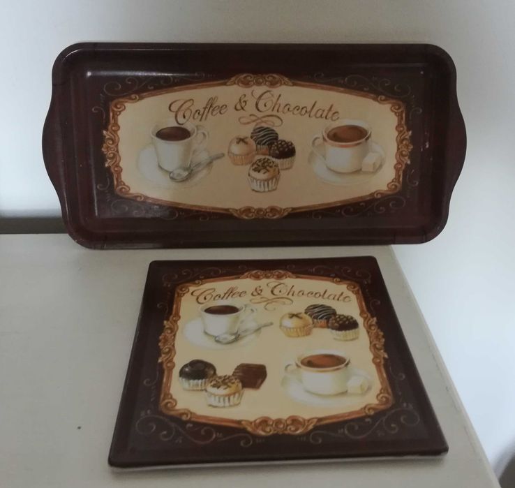 Cutting board and serving trays for hot or cold dishes