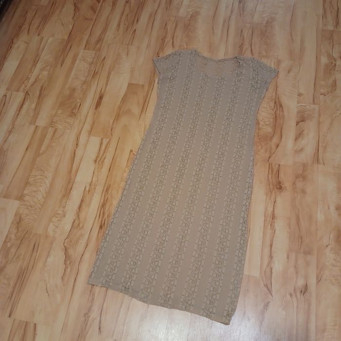 Японський гіпюр стрейч Футляр балахон гіпюрова накидка сукня бежева