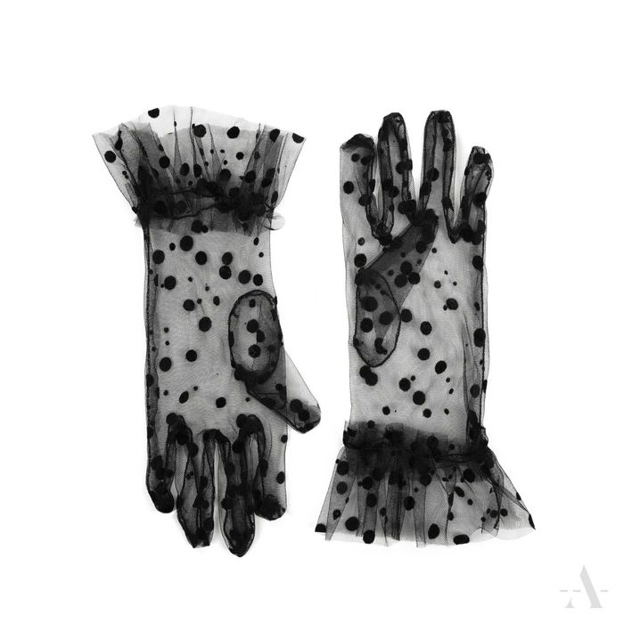 Rękawiczki tiulowe czarne rozmiar uniwersalny wesele impreza karnawał
