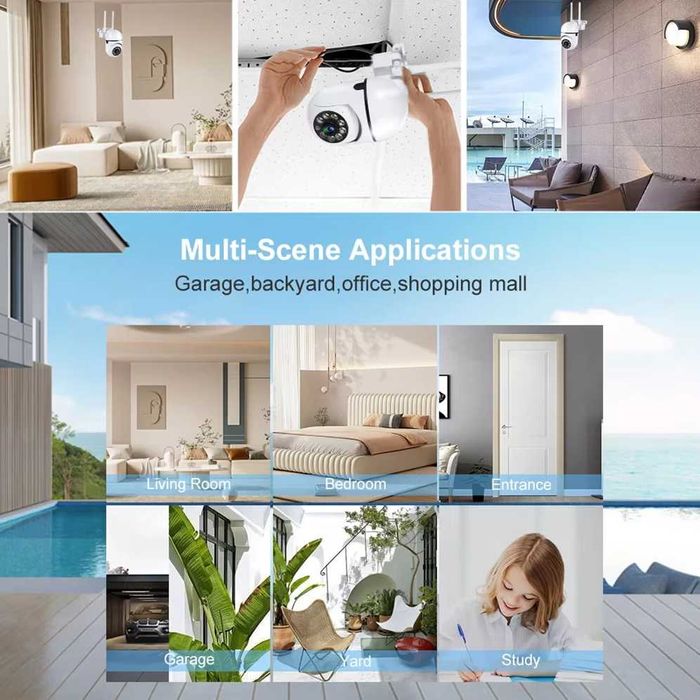 Câmara Vigilância IP WiFi 8MP 360° com Zoom 4X e Visão Noturna