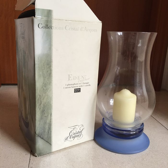 Peças decorativas cristal e estanho novas:porta vela, carapim, moldura