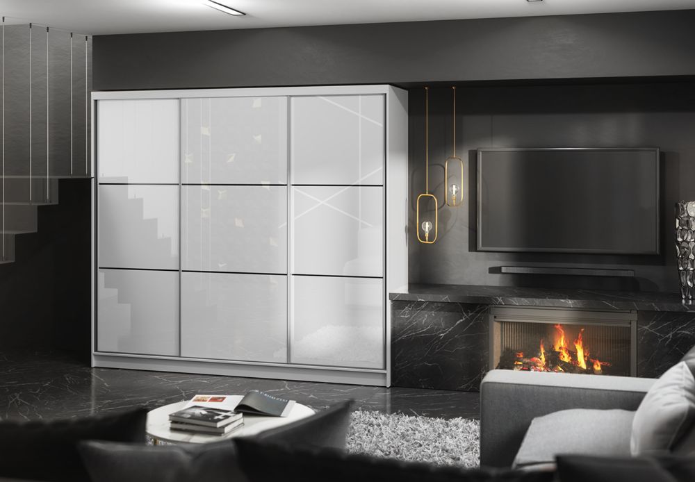 Szafa przesuwna 240 cm garderoba szkło lacobel szafa w połysku