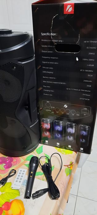 Colunas portáteis Bluetooth a bateria 24w usb,sd,aux e microfone