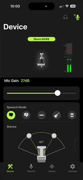 Microfone Shure MV88 para iOS
