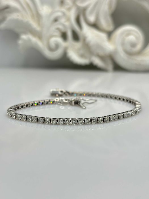 Bransoletka 3,25ct z naturalnymi diamentami, brylantami. Bransoletka tenisowa, tenisówka. Certyfikat