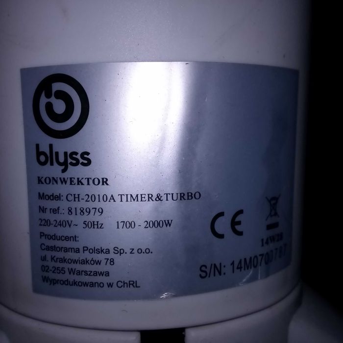 Grzejnik konwektorowy z dmuchawą 2000 Wat z programatorem czasowym