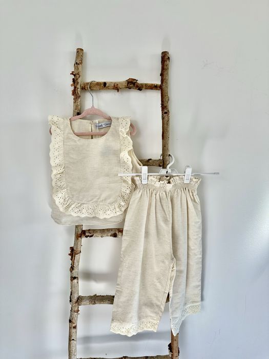 РОЗПРОДАЖ Лляний комплект з мереживом / 98,104,110,116,122 р розпродаж