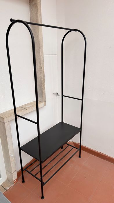 Suporte p/cabides c/arrum p/sapatos, antracite, 90x36x175 cm
