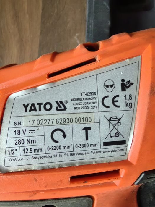 Klucz udarowy akumulatorowy Yato 82930