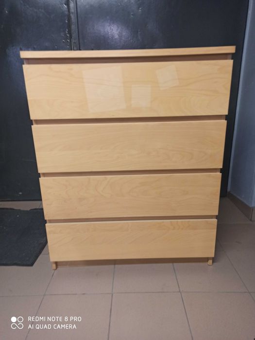 Komoda 4x szuflady Duza, Naturalna Okleina Drewniana--- Okazja  !!!