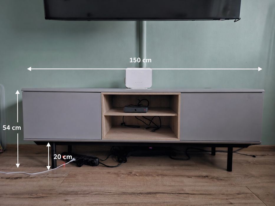 Meble do salonu - szafka RTV i komoda szary mat